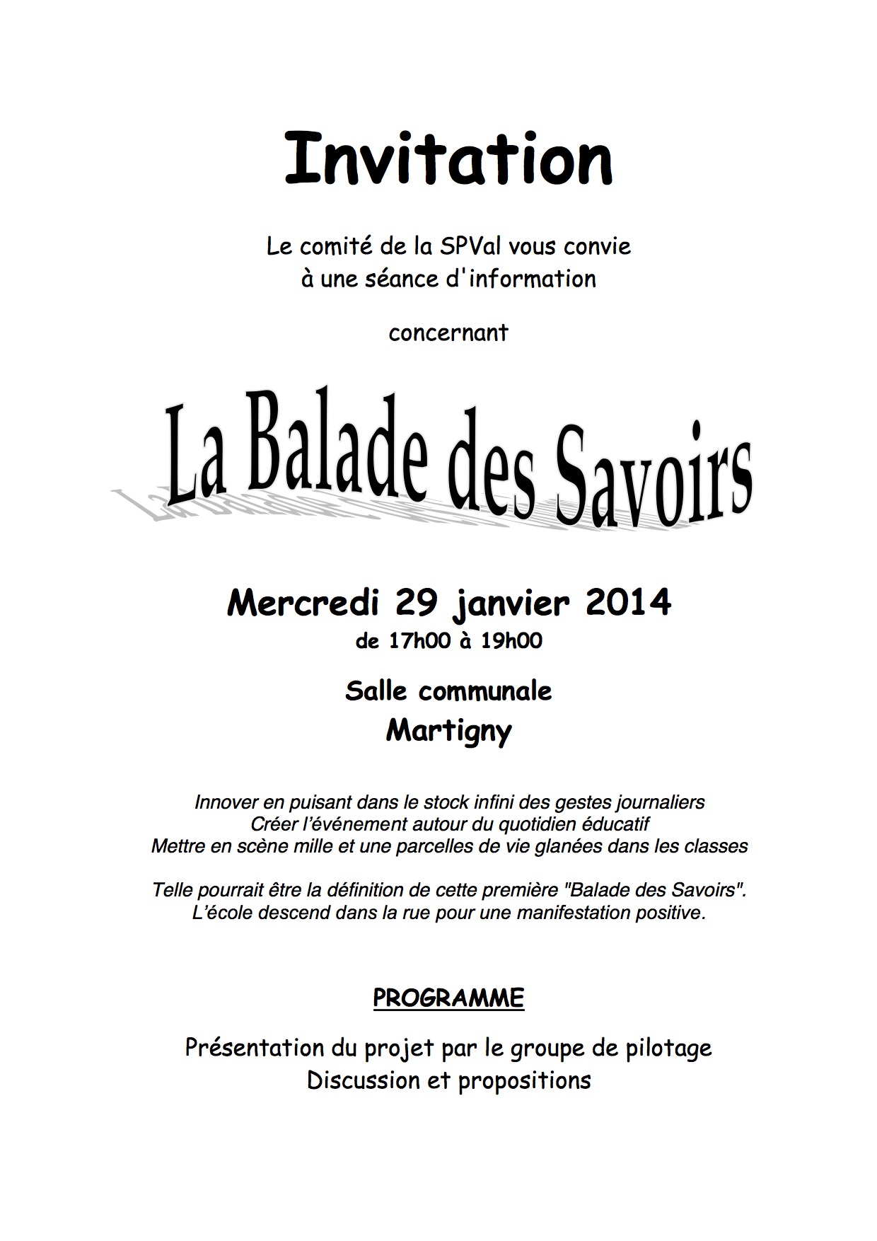 Invitation présentation de la BDS - janvier 2014